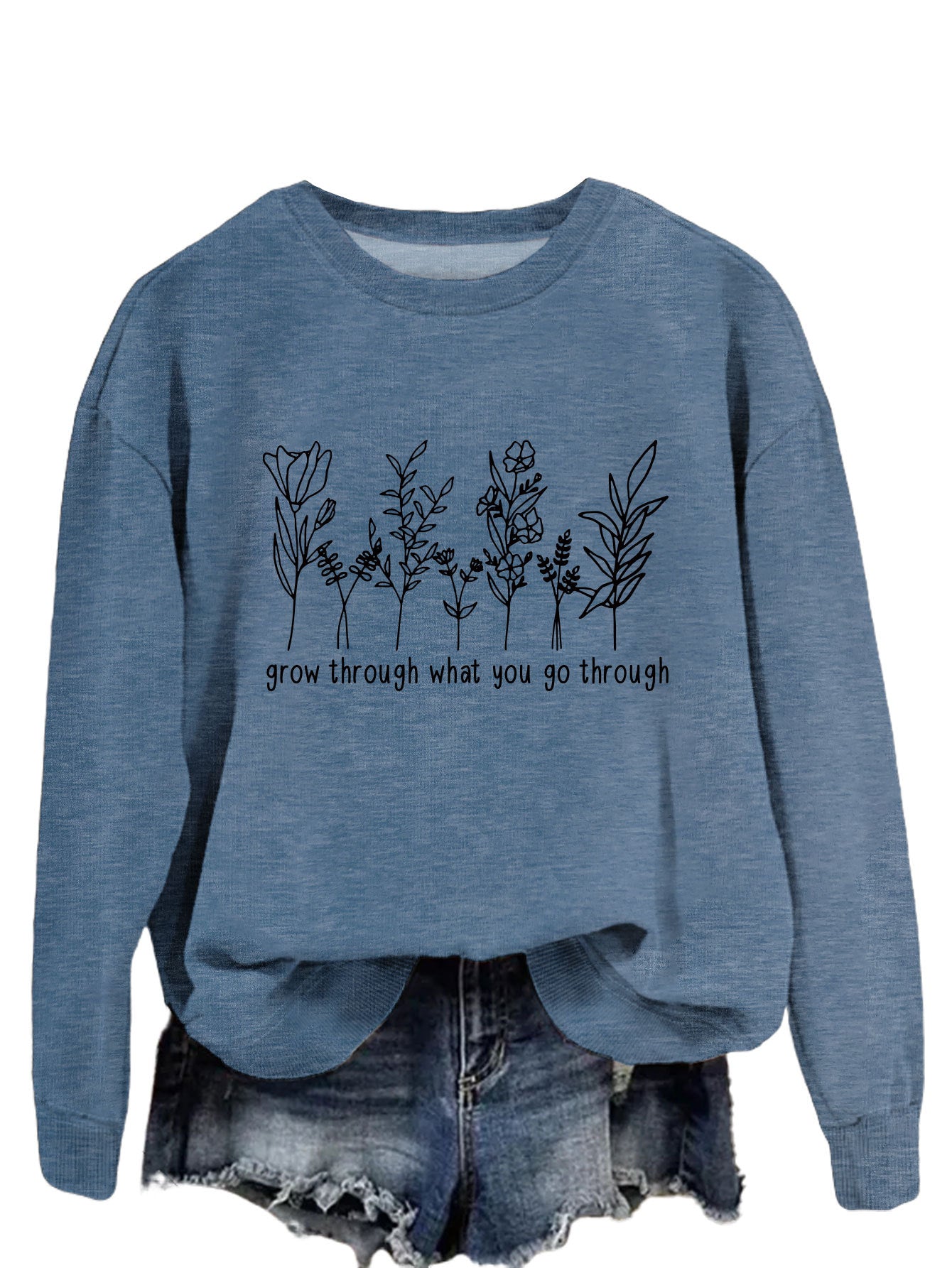 Casual round-neck hoodless sweatshirt