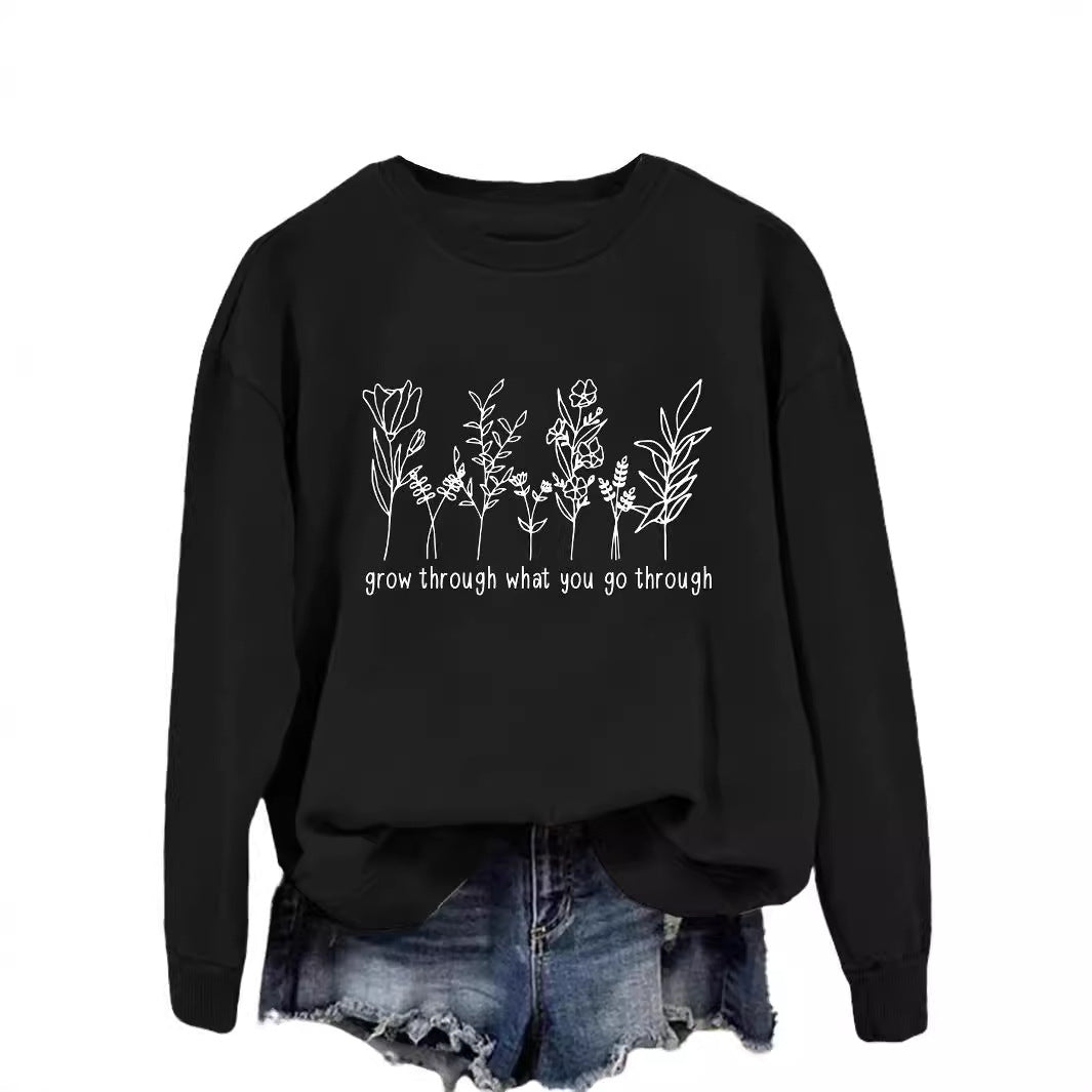 Casual round-neck hoodless sweatshirt