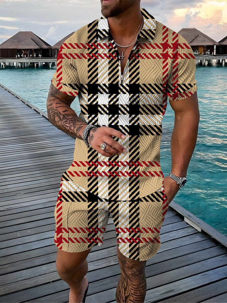 Casual Short Sleeve Shirt and Pants Set