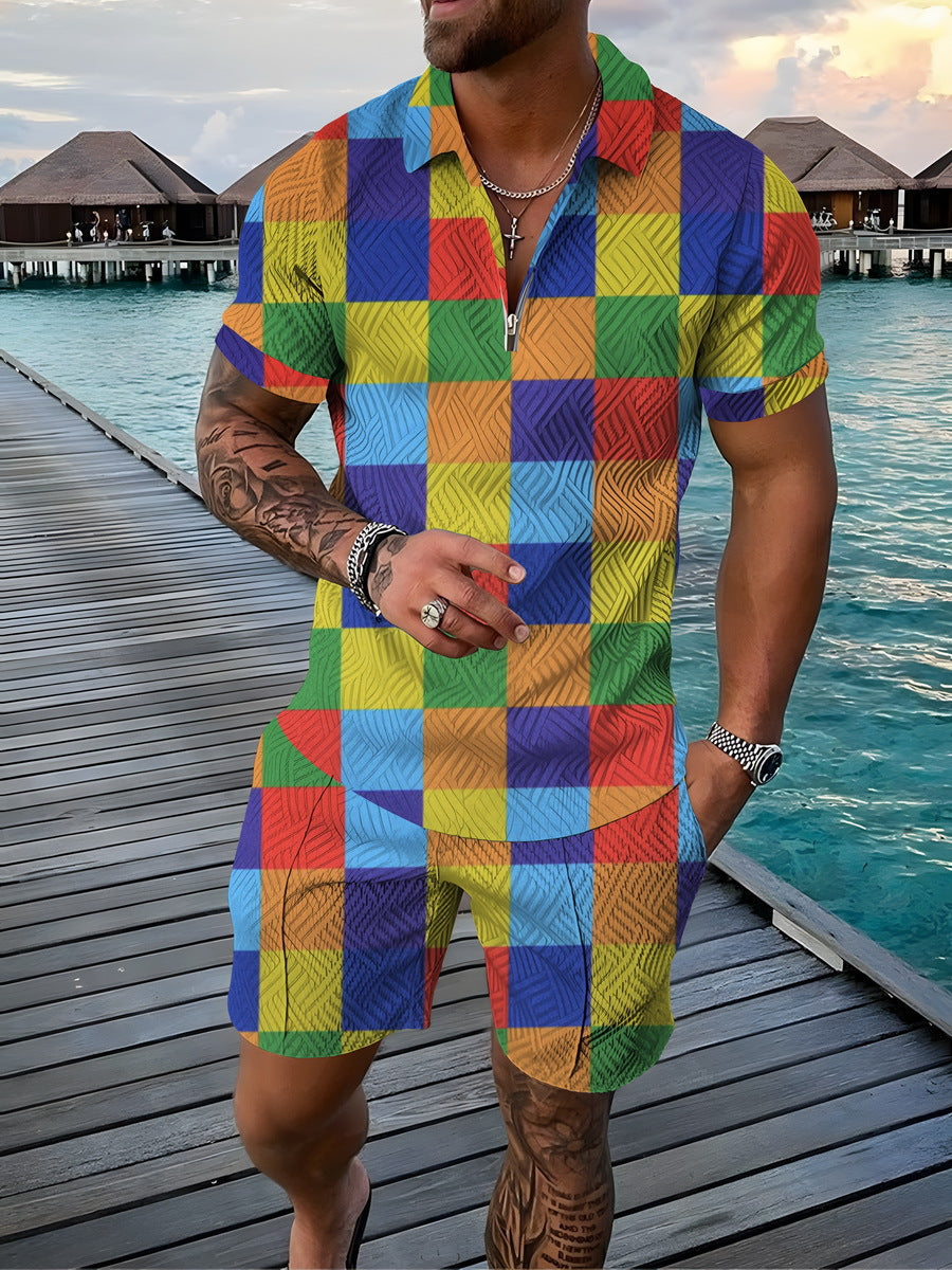 Casual Short Sleeve Shirt and Pants Set