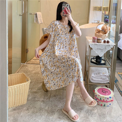 Casual short-sleeved, large-sized printed pajamas