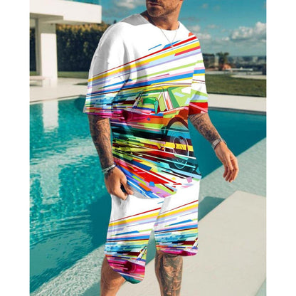 Casual Short-Sleeved Shorts Men's Suit