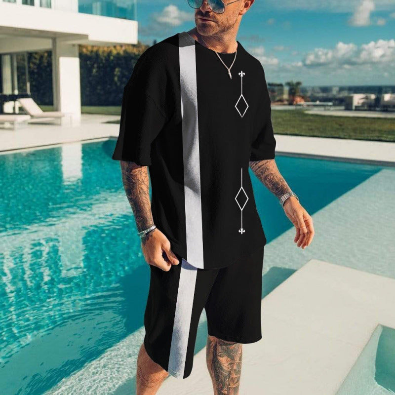 Casual Short-Sleeved Shorts Men's Suit