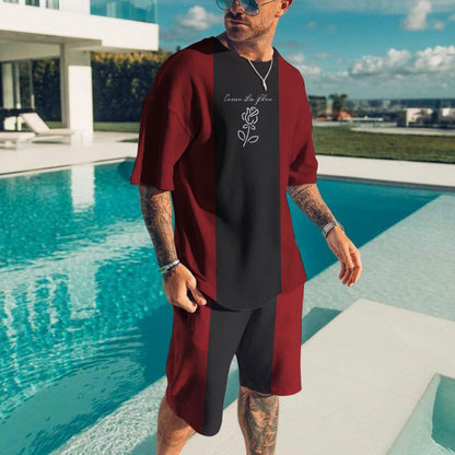 Casual Short-Sleeved Shorts Men's Suit