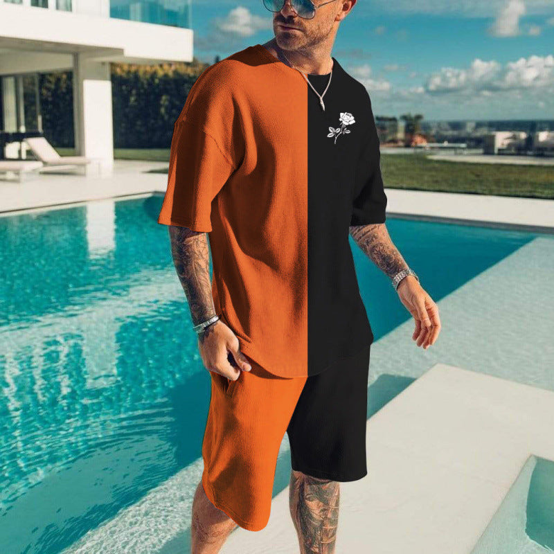 Casual Short-Sleeved Shorts Men's Suit