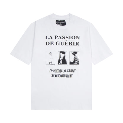 Casual short-sleeved T-shirt, printed cotton.