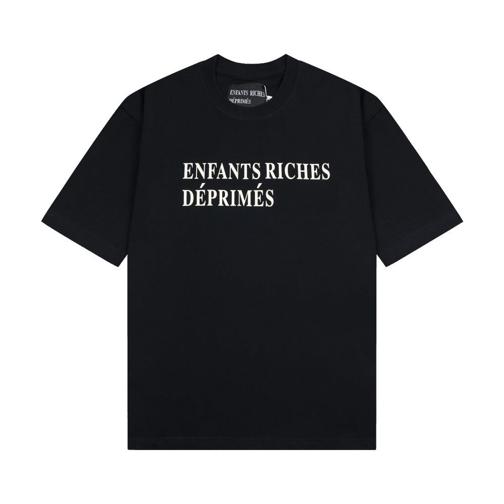 Casual short-sleeved T-shirt, printed cotton.