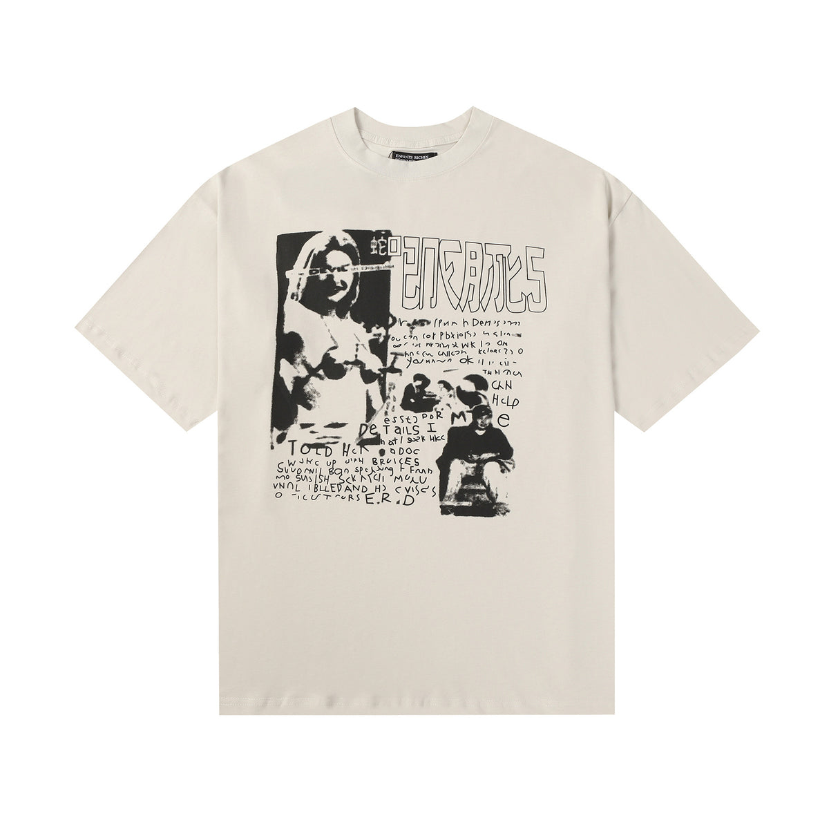 Casual short-sleeved T-shirt, printed cotton.