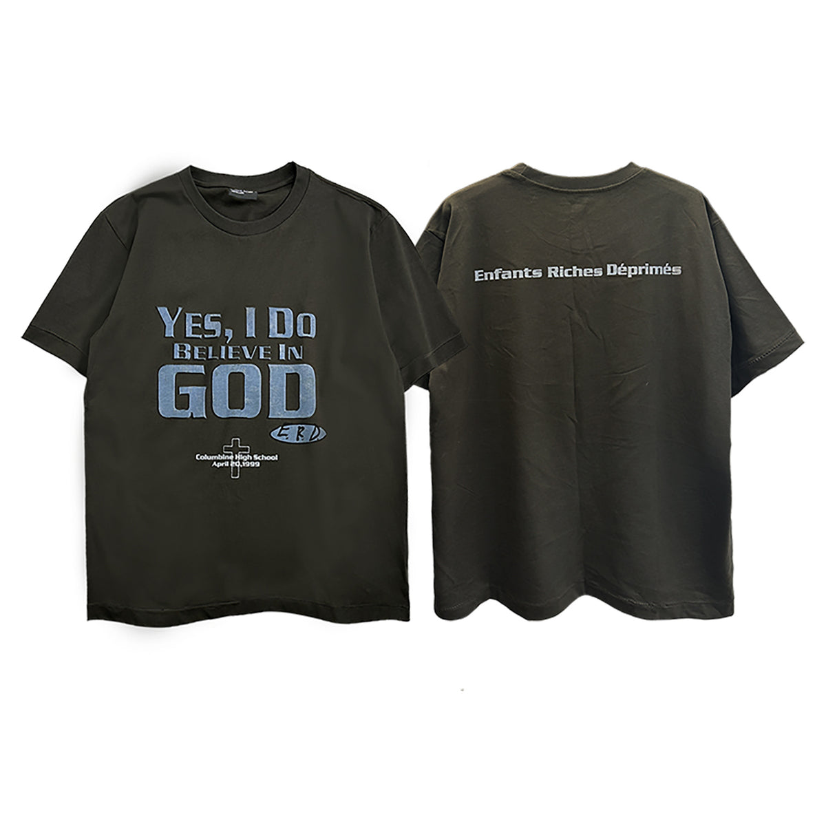 Casual short-sleeved T-shirt, printed cotton.