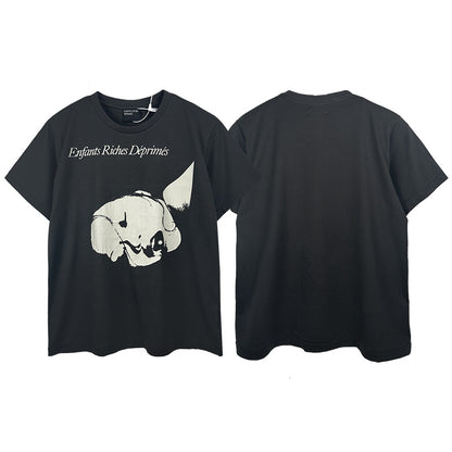 Casual short-sleeved T-shirt, printed cotton.