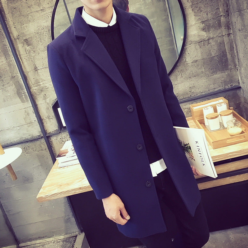 Casual Single-Breasted Mens Windbreaker Coat