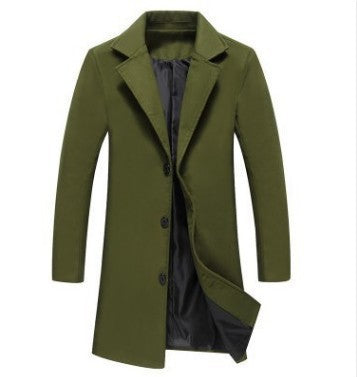 Casual Single-Breasted Mens Windbreaker Coat