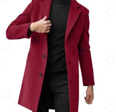Casual Single-Breasted Mens Windbreaker Coat