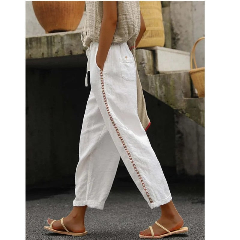 Casual slits and patches nine-inch pants