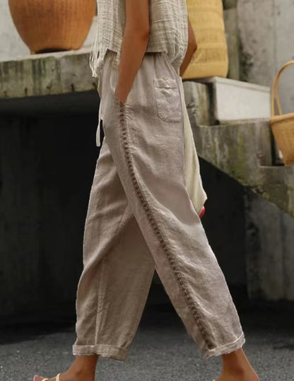 Casual slits and patches nine-inch pants