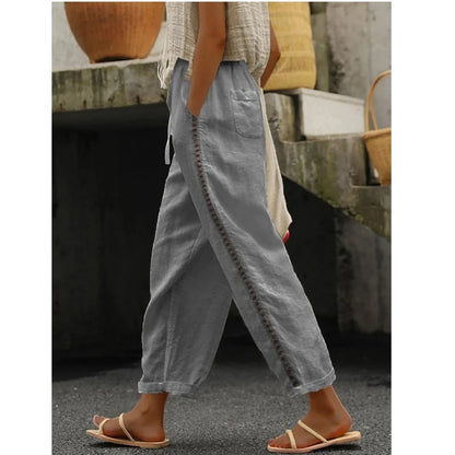 Casual slits and patches nine-inch pants