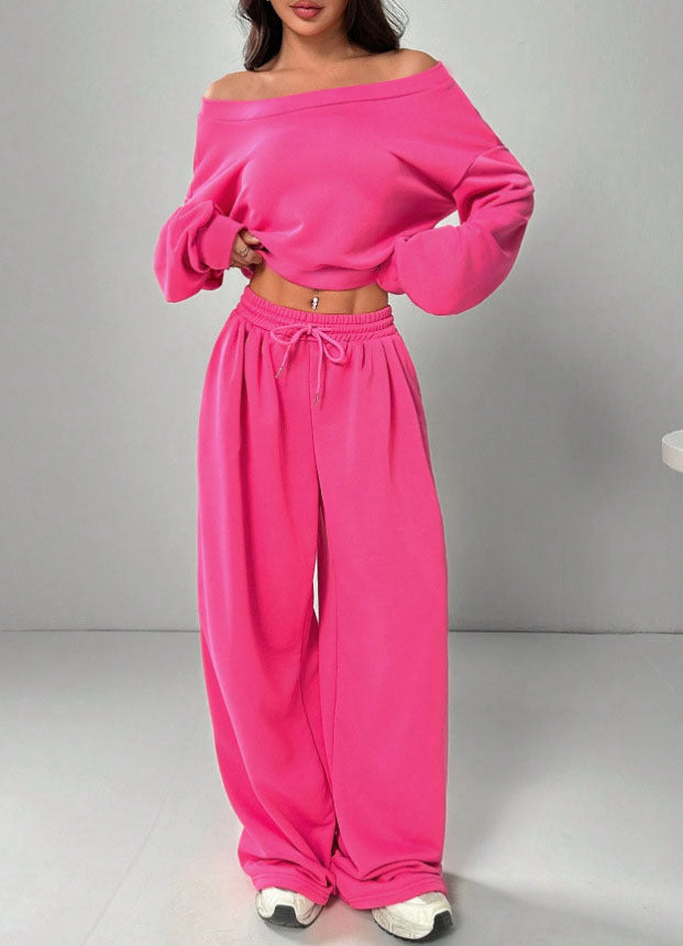 Casual Solid Color Sweat Set