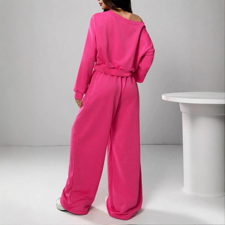 Casual Solid Color Sweat Set