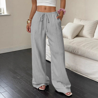 Casual solid color wide-leg pants