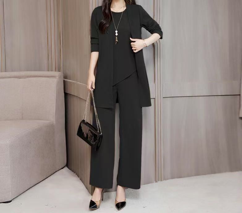 Casual Solid Color Women Three-Piece Trousers Suit
