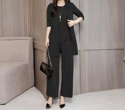 Casual Solid Color Women Three-Piece Trousers Suit
