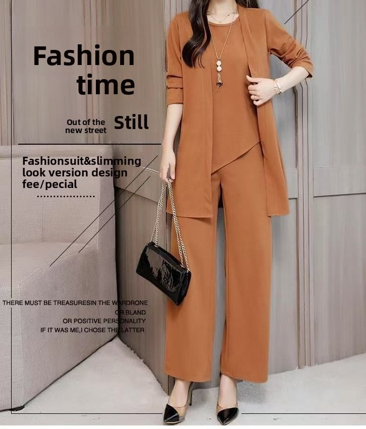 Casual Solid Color Women Three-Piece Trousers Suit