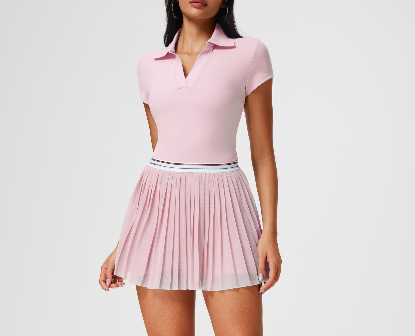 Casual Sports Polo Shirt and Skirt Set