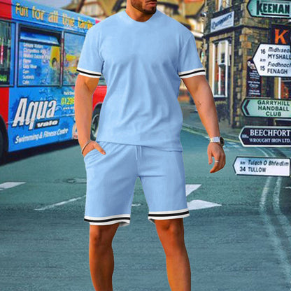 Casual sportswear black and white striped set
