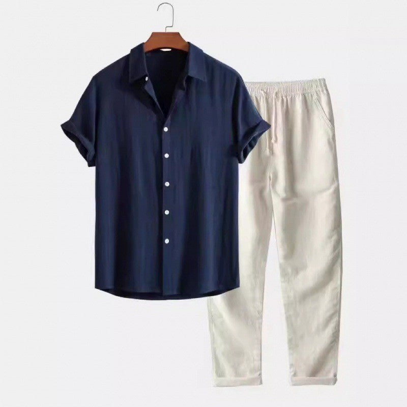 Casual Striped Shirt and Pants Set