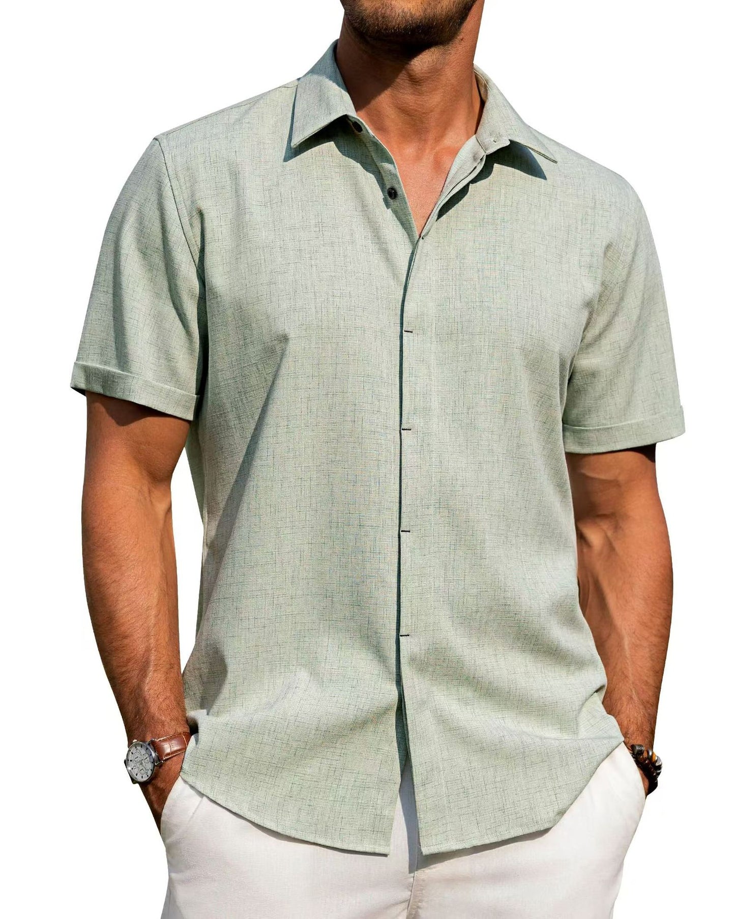 Casual Tie-Dye Linen Shirt