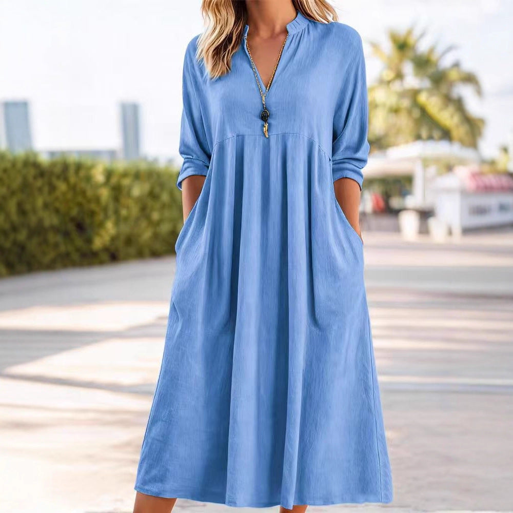 Casual V-Neck A-Line Dress