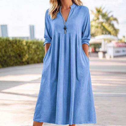 Casual V-Neck A-Line Dress