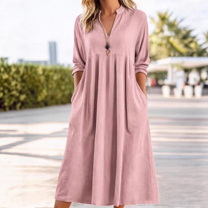 Casual V-Neck A-Line Dress