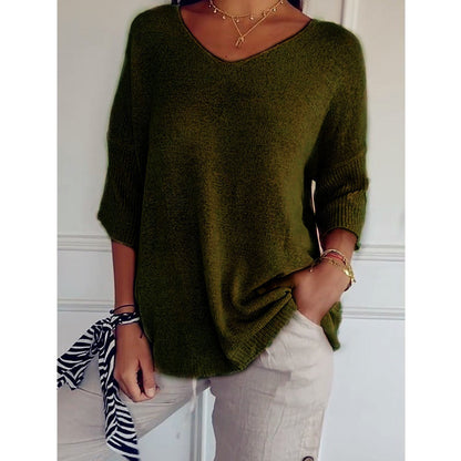 Casual V-Neck Knitted Sweater
