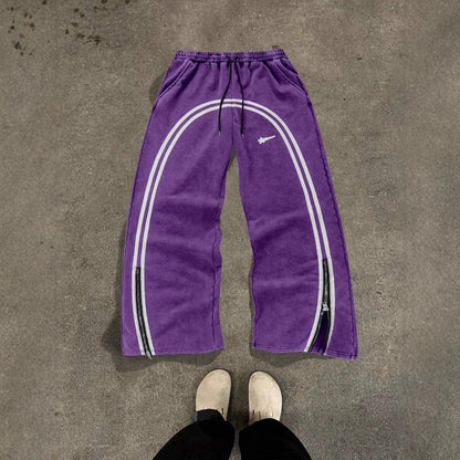 Casual Wide-Leg Print Trousers