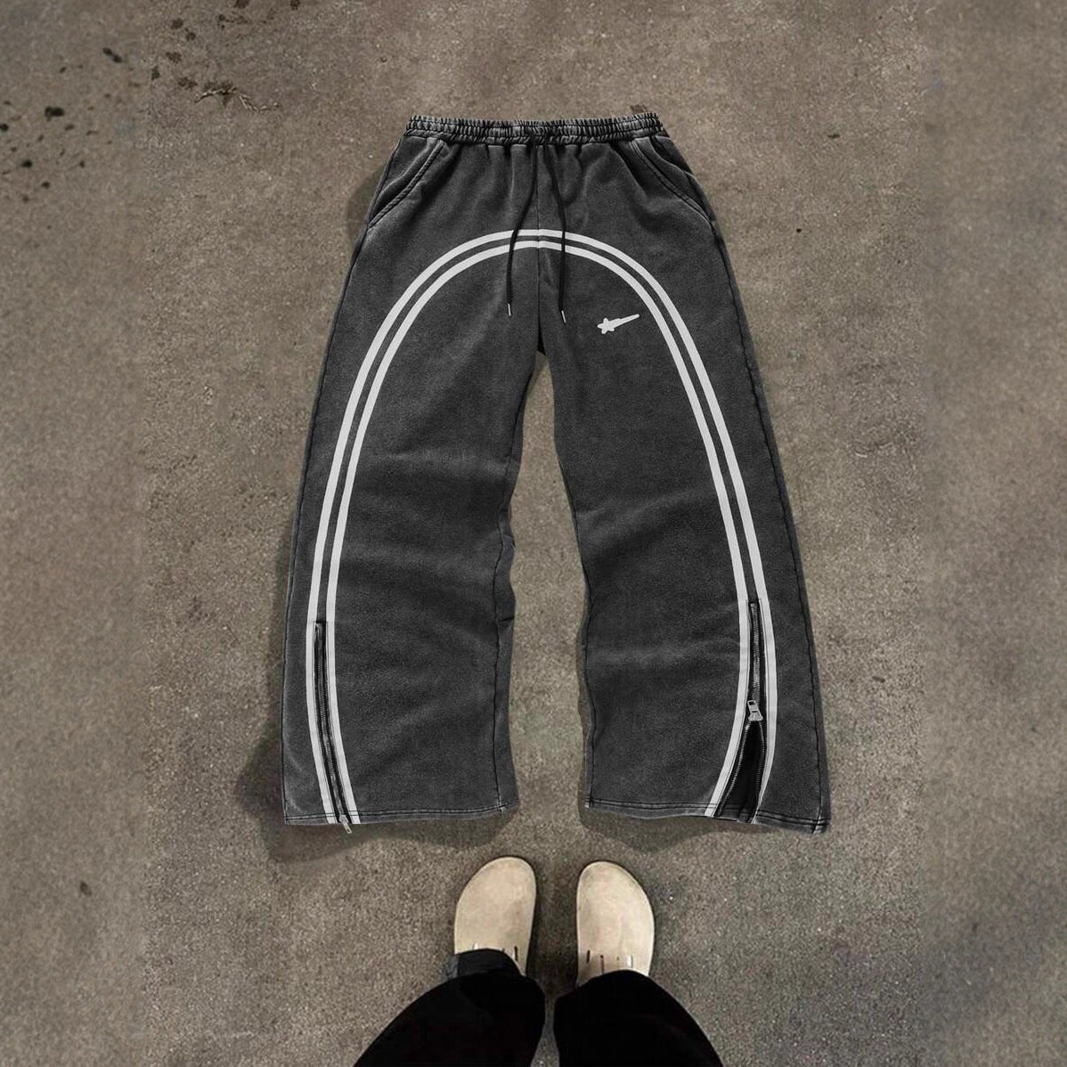 Casual Wide-Leg Print Trousers