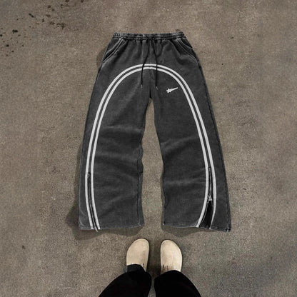 Casual Wide-Leg Print Trousers