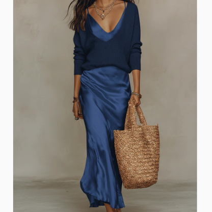 Casual Womens Knit Top and Skirt