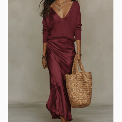 Casual Womens Knit Top and Skirt