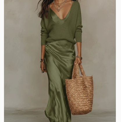 Casual Womens Knit Top and Skirt