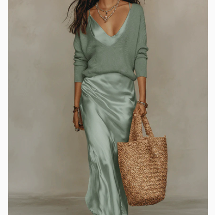 Casual Womens Knit Top and Skirt