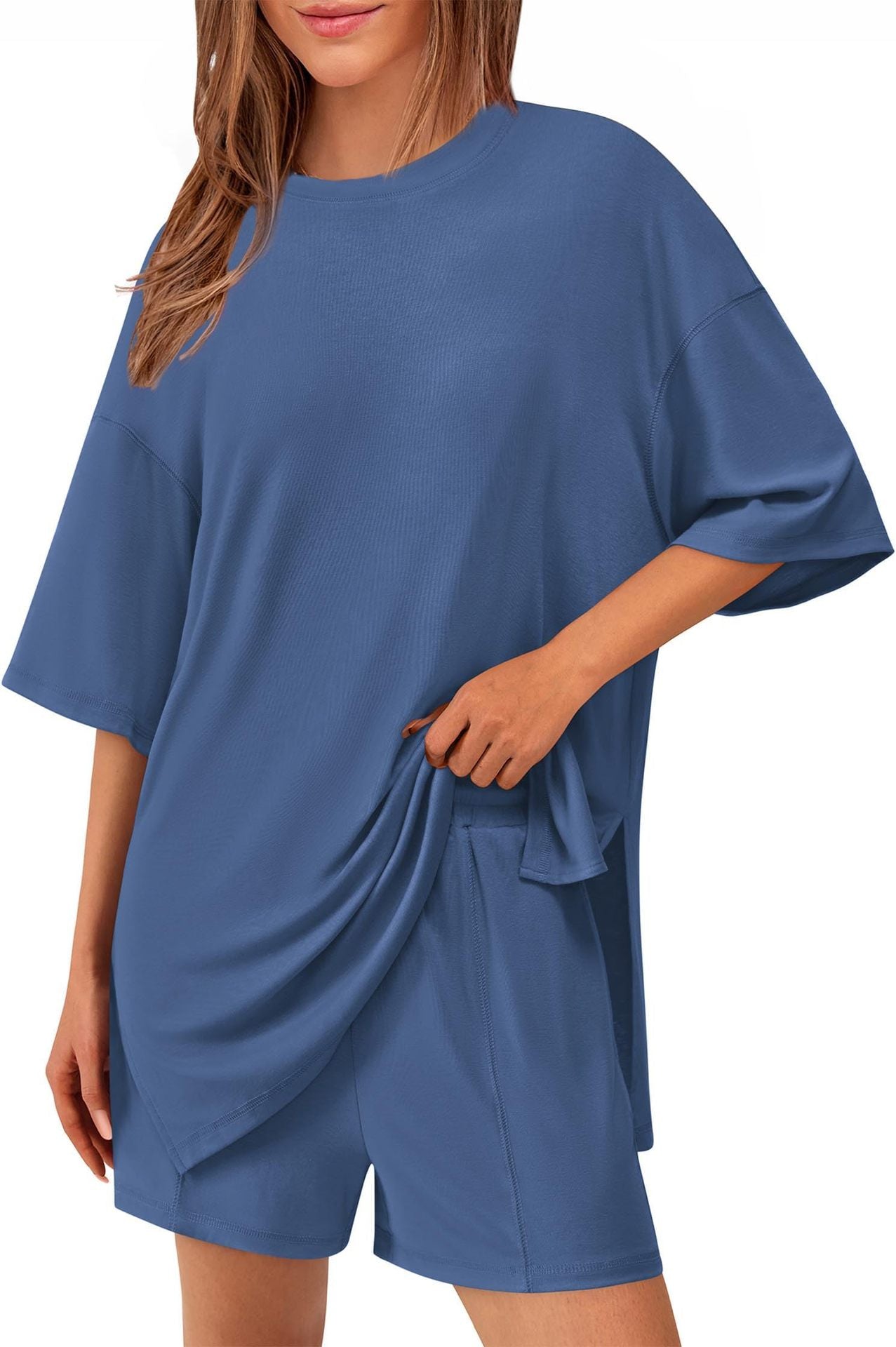 Casual Womens Short-Sleeve Top and Shorts Set