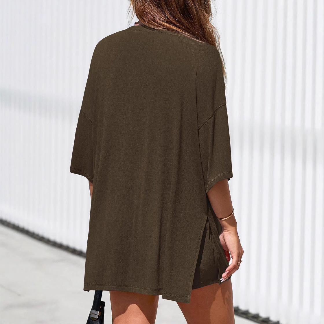 Casual Womens Short-Sleeve Top and Shorts Set