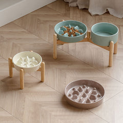 Single Slow-Feeding Bowl Light Beige