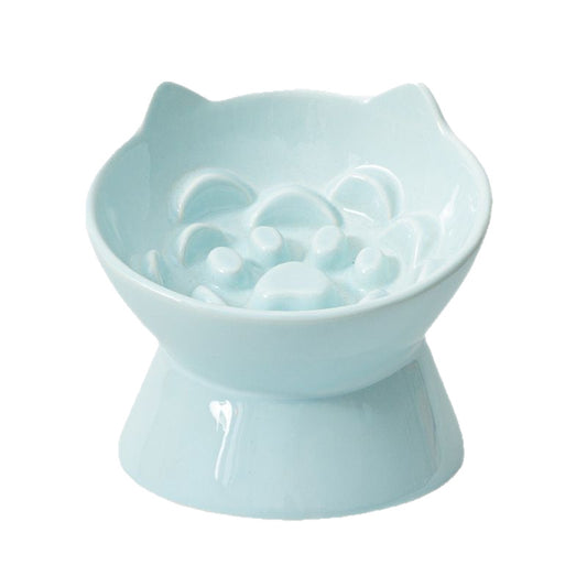 Cat Bowl Ceramic High Foot Slow Food Anti-choking