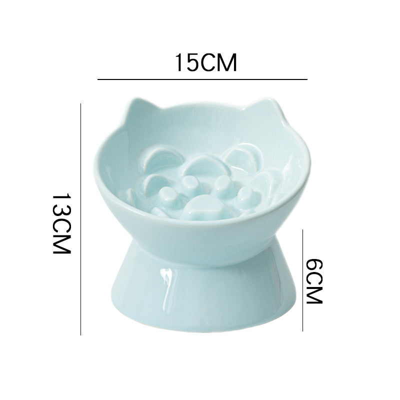 Cat Bowl Ceramic High Foot Slow Food Anti-choking