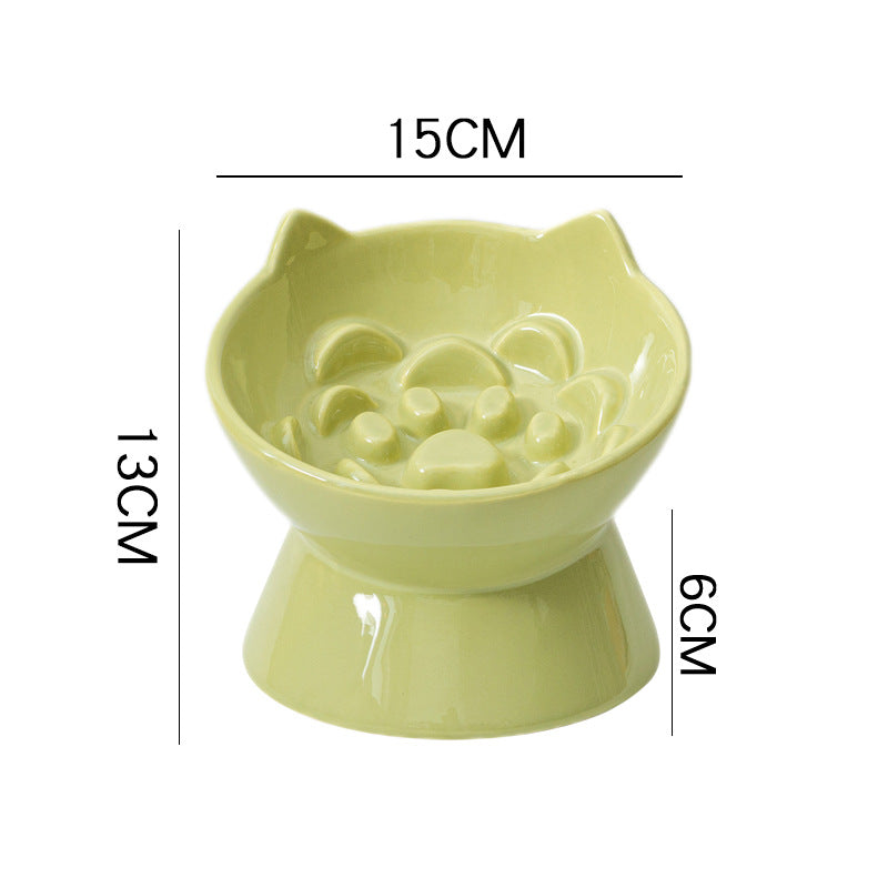 Cat Bowl Ceramic High Foot Slow Food Anti-choking