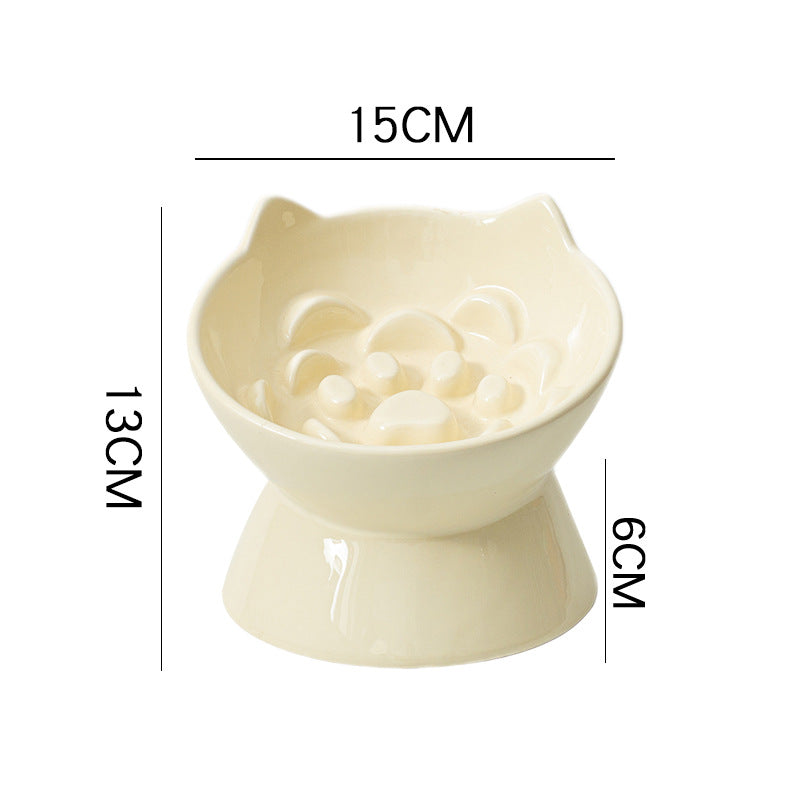 Cat Bowl Ceramic High Foot Slow Food Anti-choking