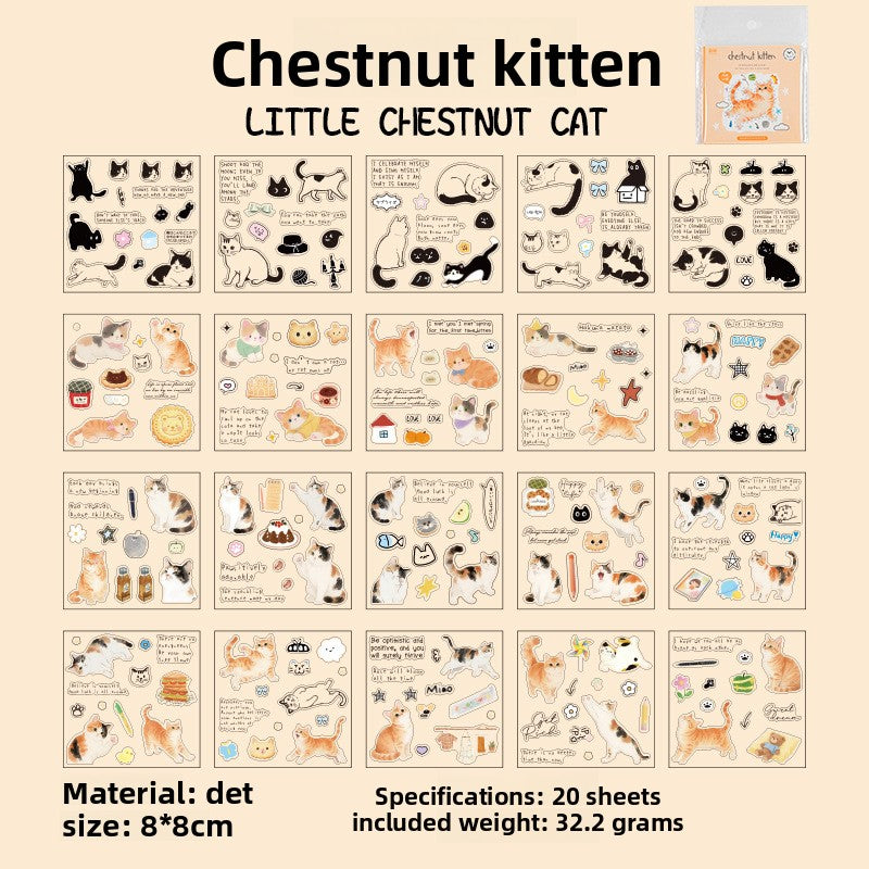 Cat Cute Pet Pattern Hand Account Decorative Sticker