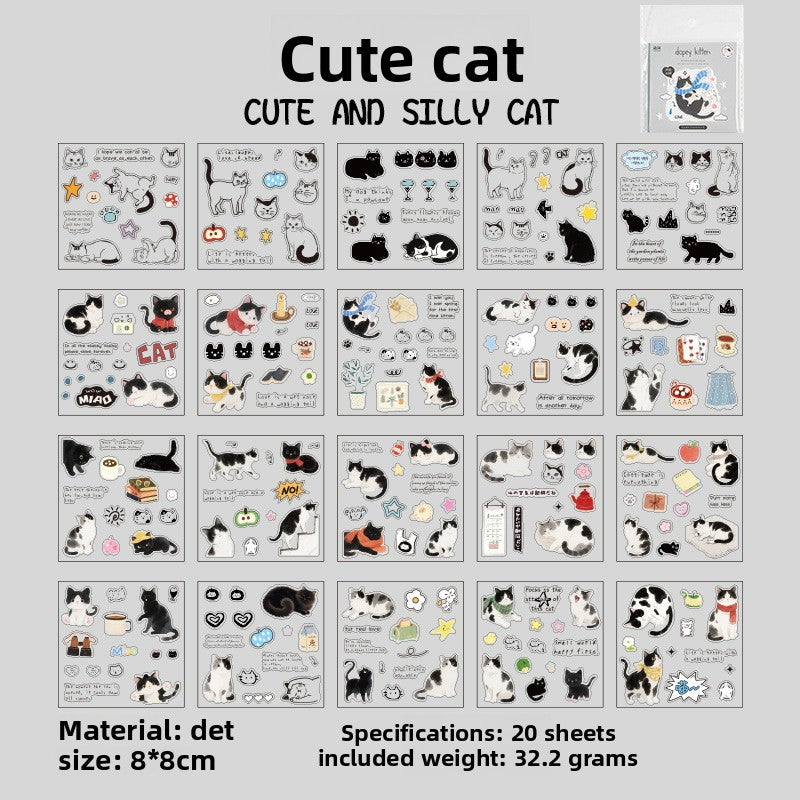 Cat Cute Pet Pattern Hand Account Decorative Sticker